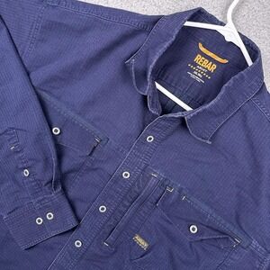 Ariat Rebar Shirt Mens 2XLT Blue Ripstop Workwear Western Long Sleeve Button Up